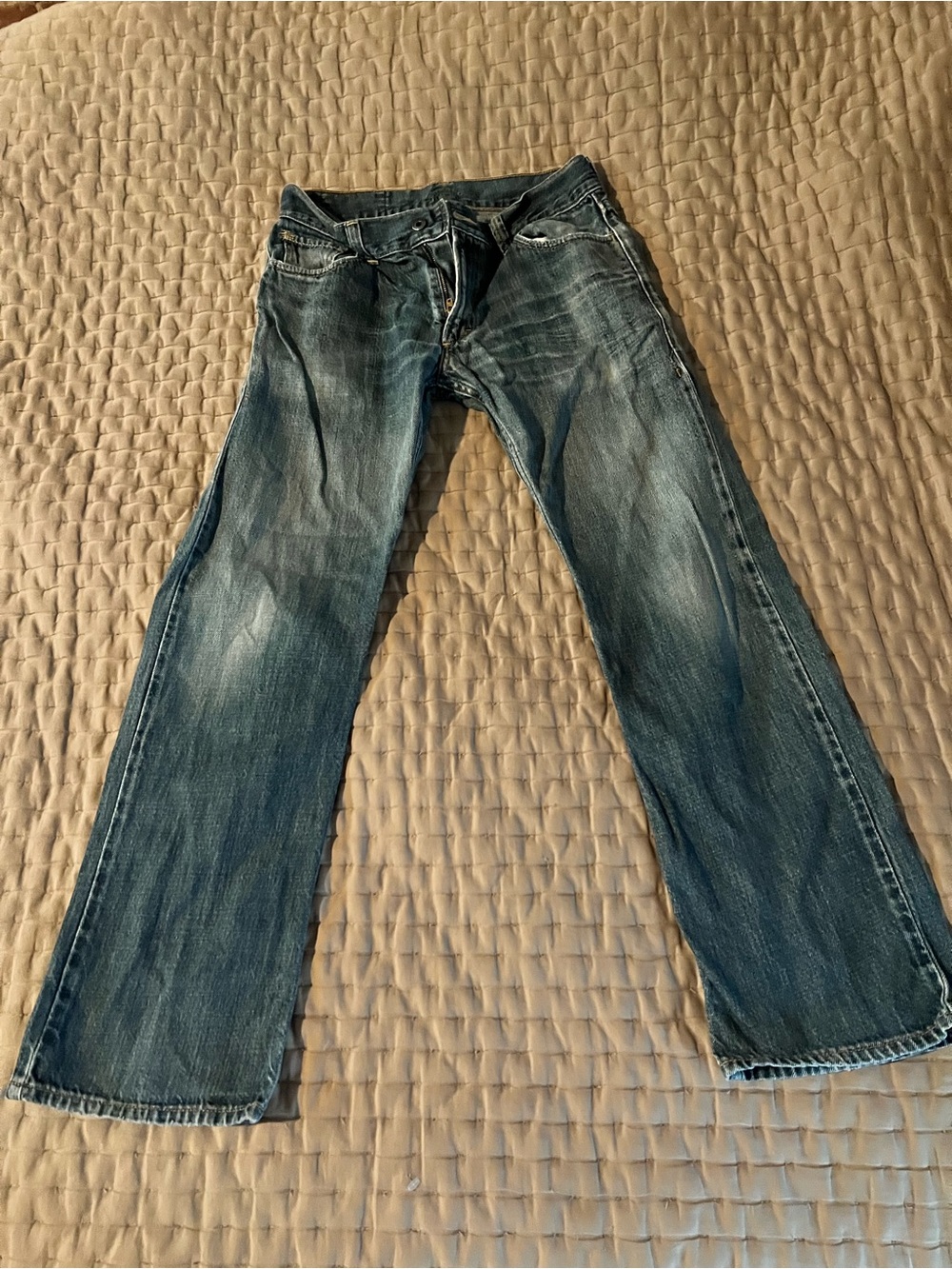 Ag Adriano Goldschmmied Men's Distressed Blue Straight Jeans Matchbox 29R